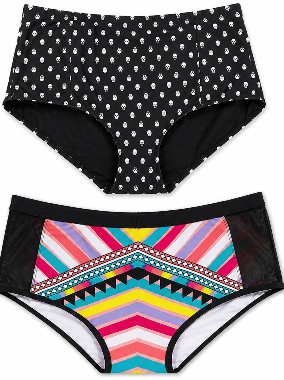 Torrid & Forever 21 Plus Swim Bottom Bundle 3X Skull & Colorful Bikini Bottoms
